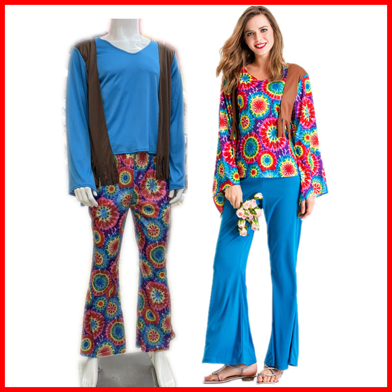 Halloween 80 s Couple European Vintage Disco Costume Hippie Play Masquerade Dress Wholesale