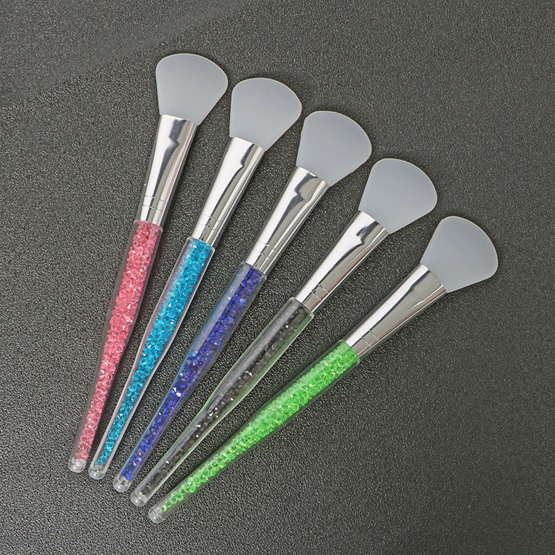Facial mask brush Silicone fan-shaped soft head diamond crystal rod makeup brush beauty skin care makeup tool mask stick wholesale Facial mask brush Silicone fan-shaped soft head diamond crystal rod makeup brush beauty skin care makeup tool mask stick wholesale