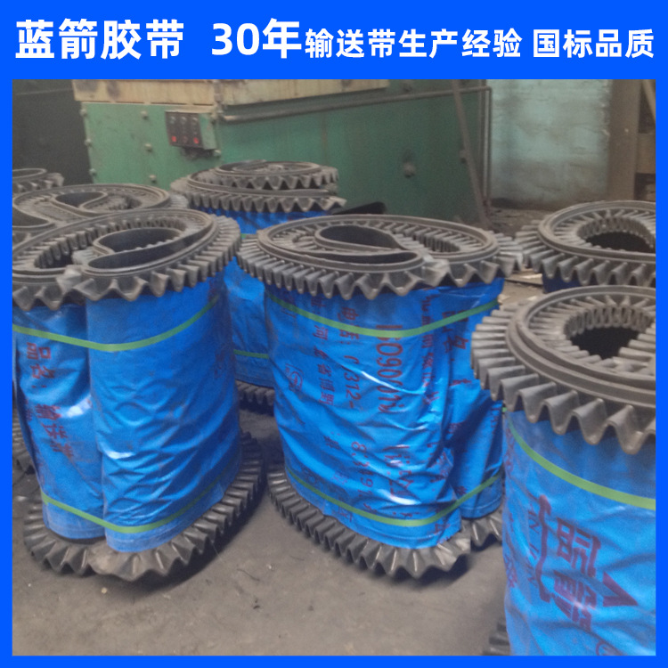 河北蓝箭供应橡胶裙边输送带1000mm环形挡边输送带挡板输送带