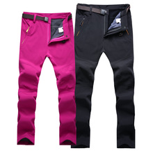 亚马逊爆款 大码冲锋裤男冬季加绒加厚登山裤女户外滑雪裤