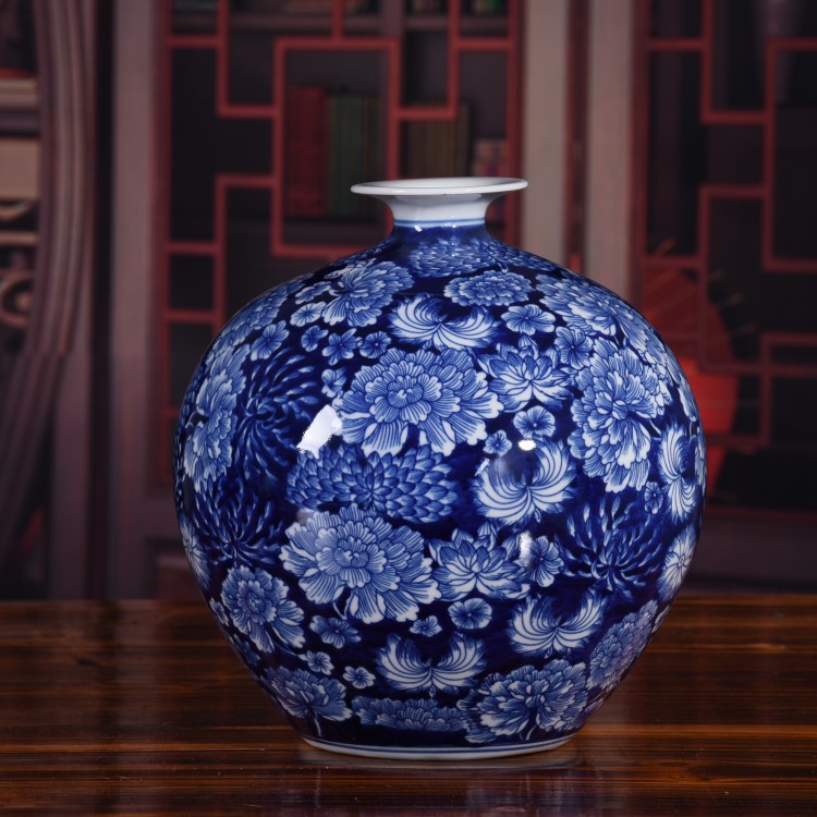 Jingdezhen adornos de cerámica pintados a mano flores azules de porcelana decoración de flores de flores de porcelana decoración de sala de estar