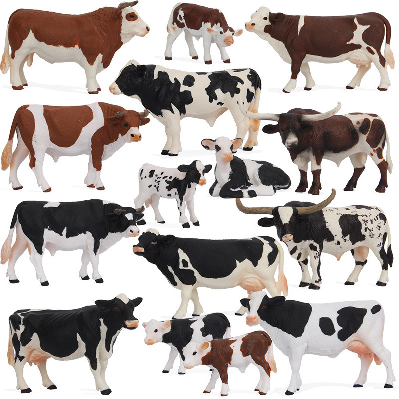 Foreign trade solid simulation animal model set farm animal toys Cow Buffalo cattle bison ornaments