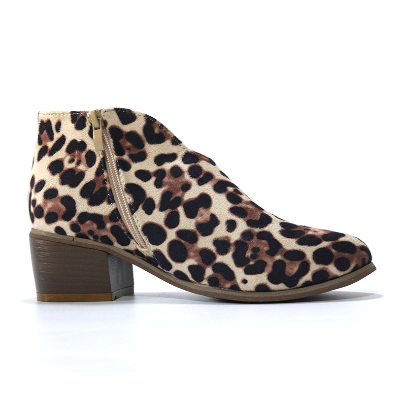 2019wish Amazon independent station European and American Foreign trade leopard print large size medium chunky heel women's fashion shoes