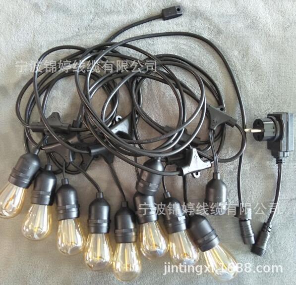 美国亚马逊爆款E26/E27低压防水灯头线 欧规美规节日装饰灯串线