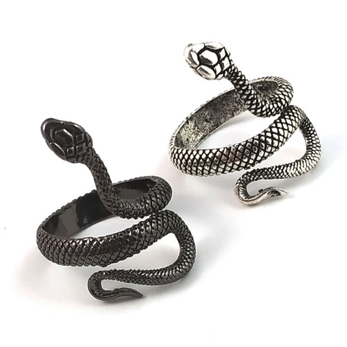New European and American retro silver-plated lacquered snake unisex ring source manufacturer supply price wholesale