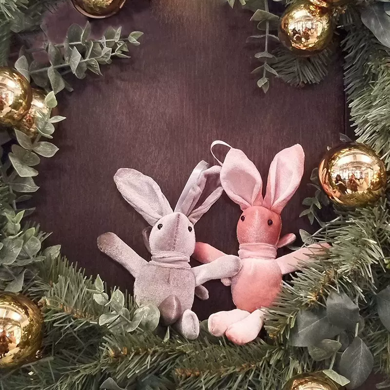 网红公仔伴手礼搭配盒子丝绒兔子粉灰小玩偶许愿兔伴手礼盒