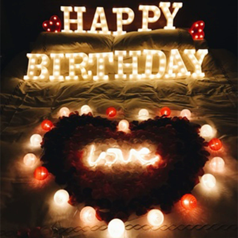 Буквенный светильник светодиодные светящиеся китайские иероглифы с днем рождения английская Любовь Цифровая моделирующая лампа Свадебное предложение украшение