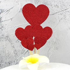 Elegant Creative Cake Decoration Insert Card, Set of Seven Heart-Shaped Small Love Packs, Birthday Cake Accessory Insert Cards