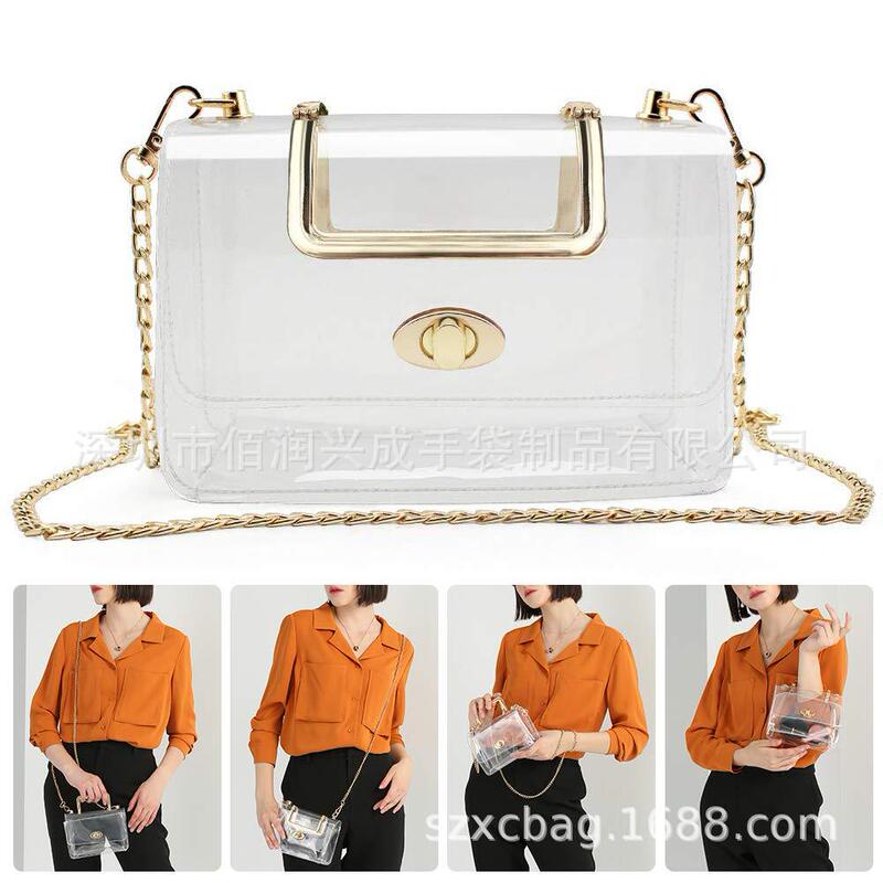 Spot Women Transparent Clutch Crossbody Bag Shoulder Bag Detachable Gold Chain Strap NFL Stadium Approved Spot Women Transparent Clutch Crossbody Bag Shoulder Bag Detachable Gold Chain Strap NFL Stadium Approved