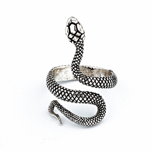 New European and American retro silver-plated lacquered snake unisex ring source manufacturer supply price wholesale