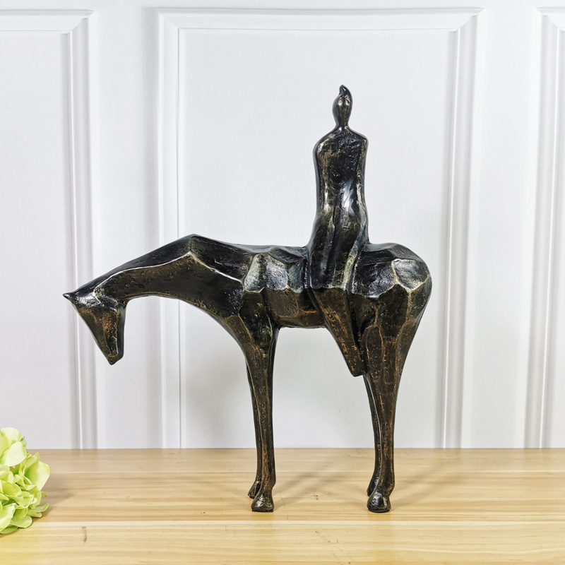 New Chinese Style Indoor Soft Decoration Model Room Villa Living Room Study Character Shepherd Horse Animal Sculpture Creative Ornaments