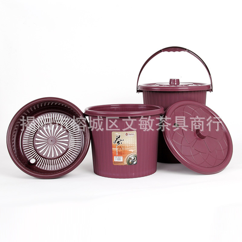 茶皿厚い円形の茶バケツのプラスチックの桶の四角形の茶のかすの桶の排水の桶の茶器の部品のゴミ箱は茶の桶を濾過します|undefined