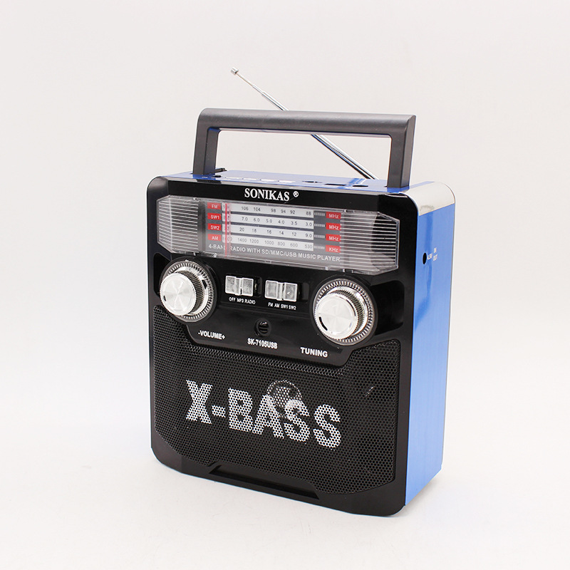 外贸畅销款 带电筒应急音响插卡播放器U盘SK-7105短波全频收音机