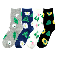 Cross-border Foreign Trade Korean-style Dandelion Flower & Sunflower Jacquard Harajuku Socks – Cotton Women's Socks