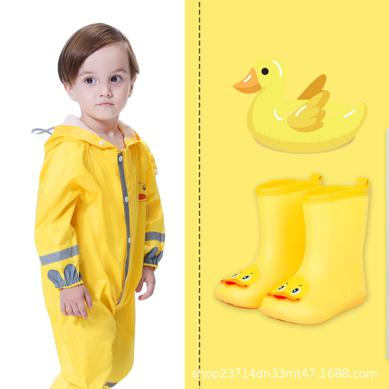 Amazon Children's Raincoat Set for Boys and Girls, Kindergarten and Elementary School Boys, One-Piece Kids' Rain Boots Set with Cartoon Design