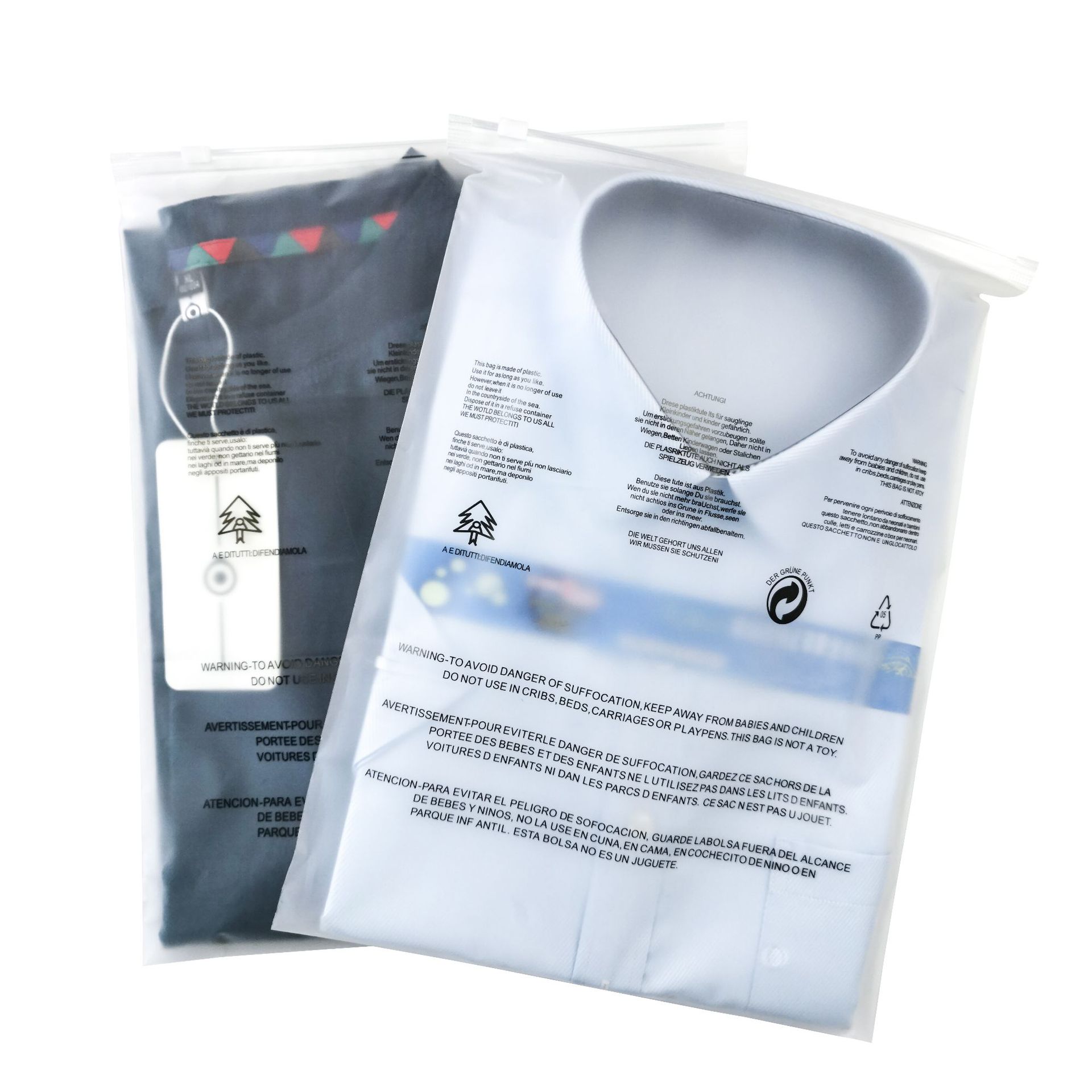 Bolsa con cremallera de advertencia esmerilada, advertencia de comercio exterior, bolsa de embalaje de ropa, toalla de almacenamiento, bolsa ziplock esmerilada al por mayor