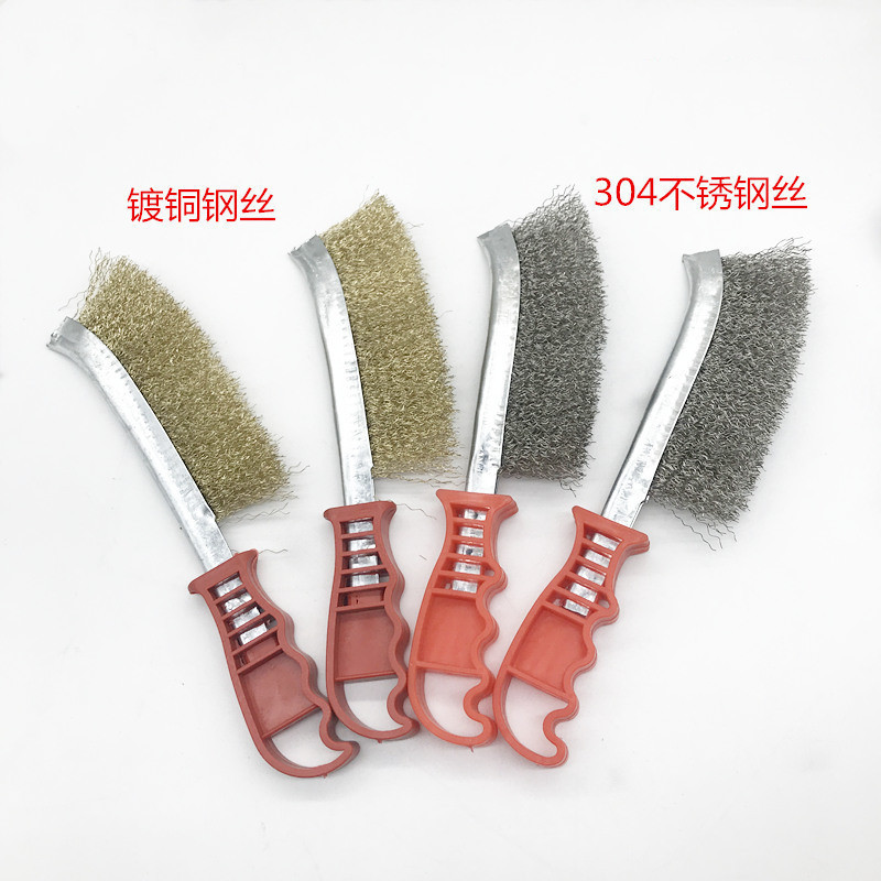 Wire Brush Knife Type Brush 304 Stainless Steel Wire Copper Plated Wire Brush Rust Removal Gap Cleaning Plastic Handle Wooden Handle Iron Brush