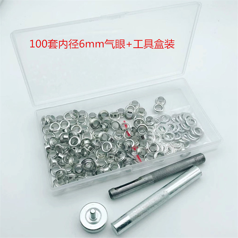 100 sets diámetro interior 6mm Ojo de aire ojal ojales callos con 3 piezas de instalación herramientas traje para transfronteriza