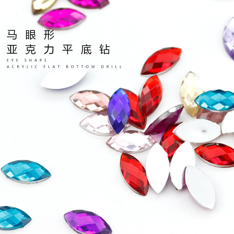 Factory direct horse eye shaped acrylic drill imitation table acrylic drill color plated bottom horse eye drill mobile phone case nail drill