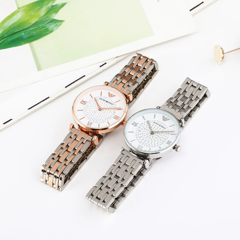 Steel wristwatch 1240, stainless steel bracelet, 32 mm dial, rose gold or silver