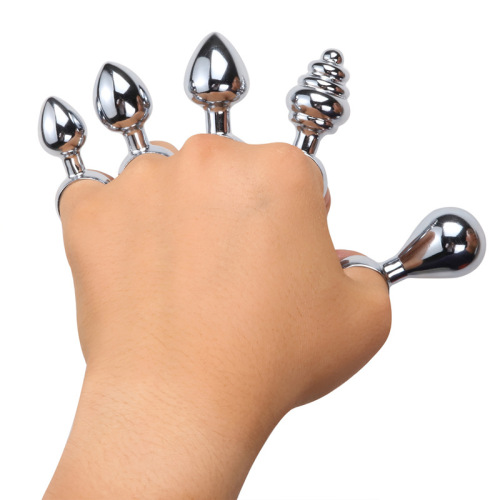 Metal finger pull ring anal plug for beginners, anal expansion G-spot back yard toys, male and female utensils, masturbation devices wholesale
