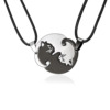 Cross -border hot -selling round heart -shaped love black white yin and yang Taiji embrace couple stainless steel cat necklace wholesale