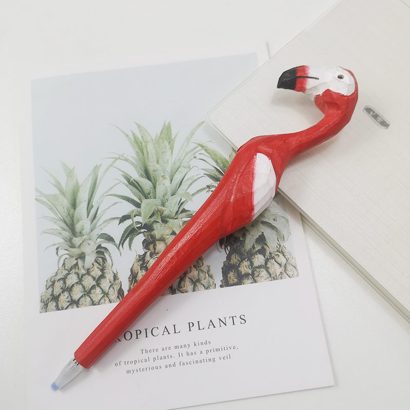 Jirafa elefante lindo animal de dibujos animados pluma tallada a mano creativa pluma de madera talla de madera pluma de gel DIY