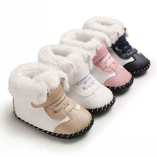 Winter Newborn 0-1 Year Baby Walking Shoes Soft Rubber Sole Anti-Slip Infant Shoes Warm Cotton Shoes Thick Snow Boots