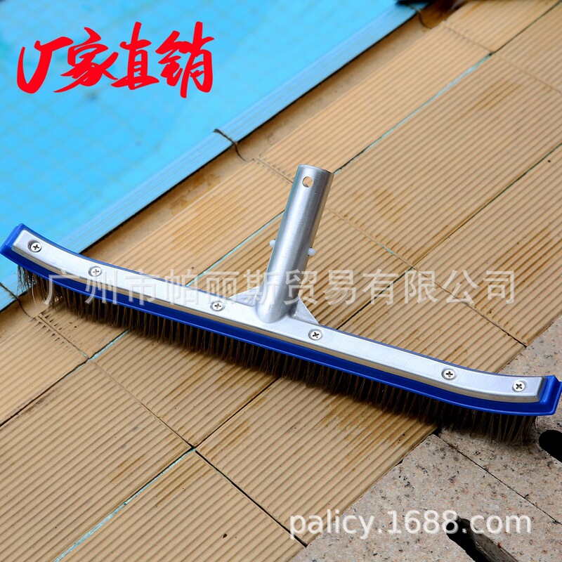 Factory Direct Supply Swimming Pool Cleaning Tool Wire Brush Swimming Pool Accessories 18inch Aluminum Adhesive Stainless Steel Swimming Pool Brush
