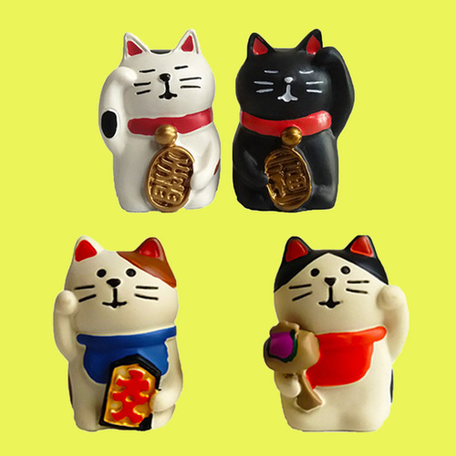 Japanese goods Zakka New Year's gift office lucky cat car ins creative resin handicraft small ornaments