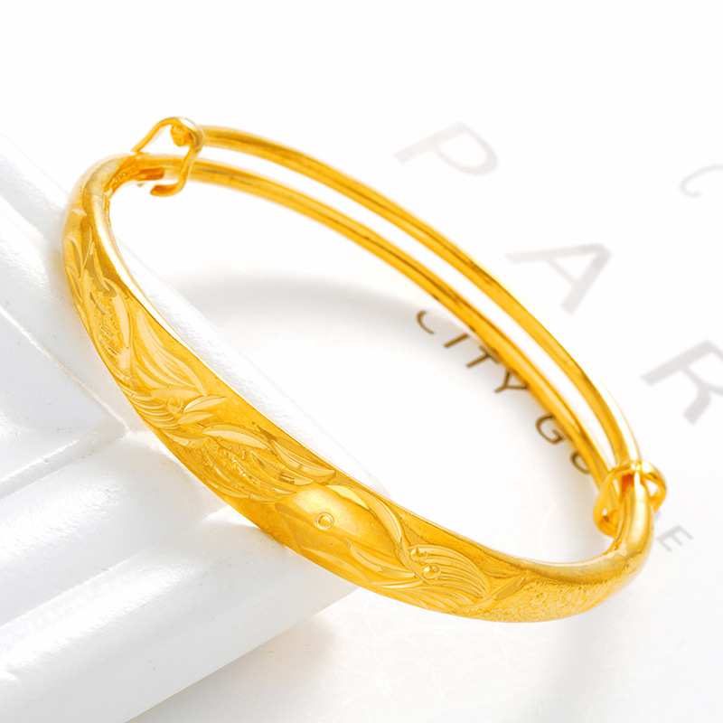 Pulsera de Push-Pull estrellado gruesa de oro de Vietnam Pulsera de lluvia de meteoros de arena de terciopelo plateada 999 pulsera de dragón y Fénix de oro puro