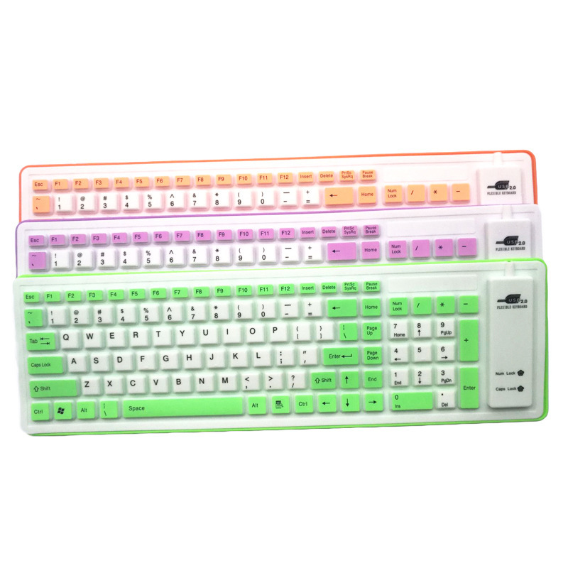 103 key silicone USB folding silicone keyboard factory wholesale waterproof connectable mobile phone office gaming keyboard 103 key silicone USB folding silicone keyboard factory wholesale waterproof connectable mobile phone office gaming keyboard