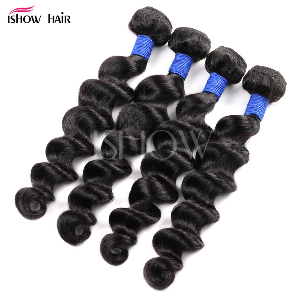 Extensiones de cabello humano real, color natural, mechones de cabello humano con ondas profundas sueltas, productos transfronterizos.