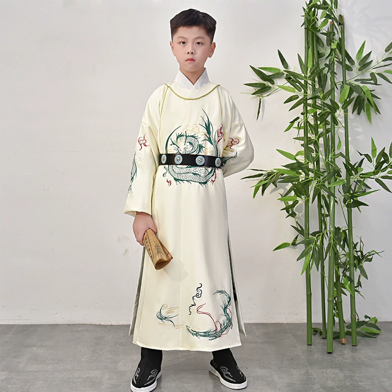 Hanfu мужской новый синий дракон с вышивкой в китайском стиле
