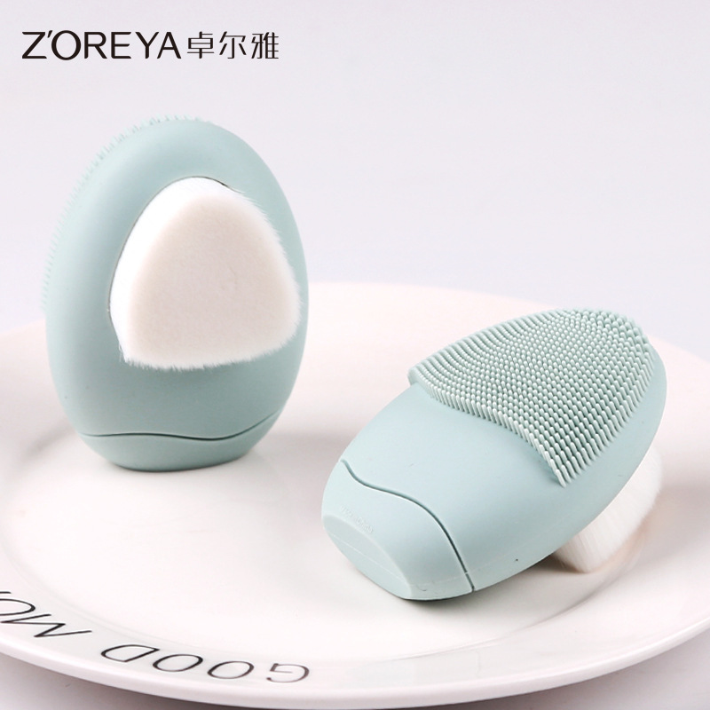 Fábrica de Zhuolia cepillo facial de silicona personalizado cepillo de limpieza facial de doble cara cepillo facial de masaje manual de limpiador de poros cepillo facial
