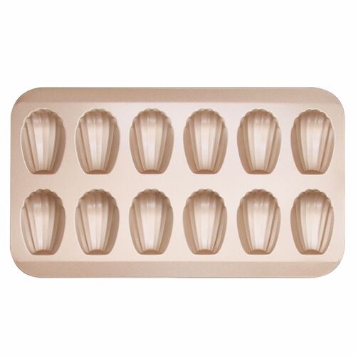 Thickened baking pan, non-stick coated shell cake mold, 12-piece golden madeleine mold, biscuit baking mold