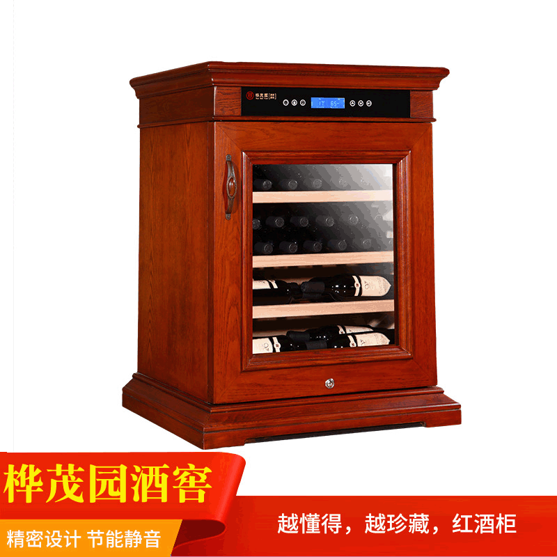 Professional production of HMY-B95 solid wood wine cabinet custom solid wood art display cabinet European-style constant temperature and humidity red wine cabinet