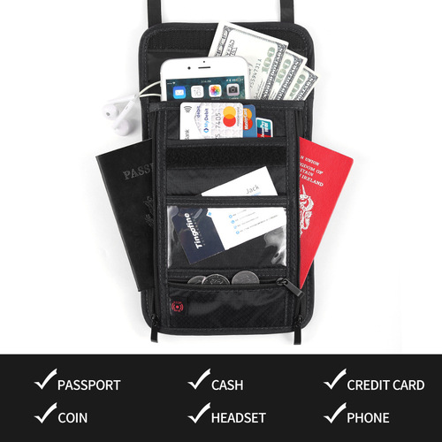 Travel neck strap passport holder RFID passport bag waterproof nylon transparent passport case