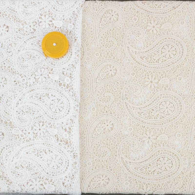 牛奶丝满幅水溶刺绣面料 时尚网布绣花镂空连衣裙服装面料