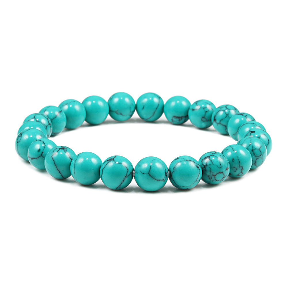 turquoise elastic beaded bracelet for yoga natural stone