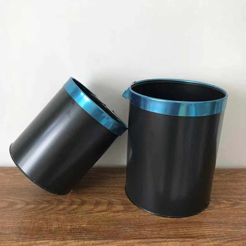 Wholesale Trash Bin Iron Garbage Paper Basket Waste Paper Basket Metal Blanket Interior Office Waste Cleaning Kitchen Storage Bucket
