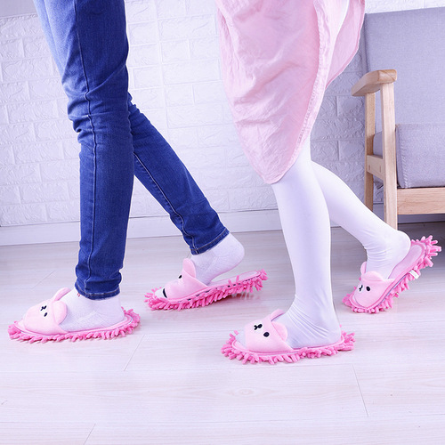 Letter to Shang Bestselling Lazy Mop Slippers for Children and Adults, Parent-Child Cartoon Mopping Slippers, Acrylic, Washable