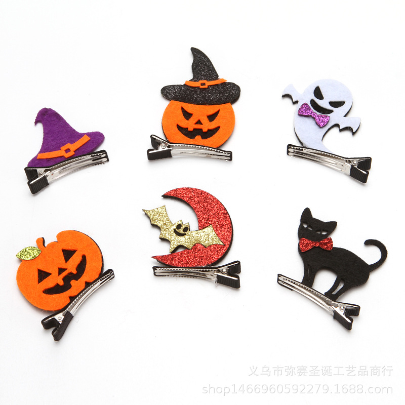 Cross-Border Hot Selling Halloween Hairpin New Product Halloween Decoration Selling Cute Bat Ghost Wizard Hat Pumpkin Hair
