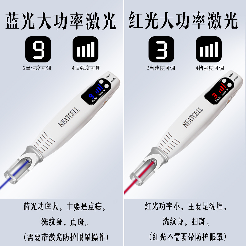 ほくろ除去ペン レーザーピコ秒ペン シミ除去 眉毛洗浄 タトゥー除去 赤青光美容機器 ポータブルデザイン 美肌