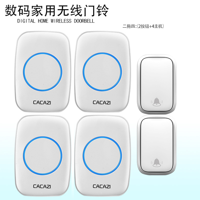 免电池自发电门铃二拖四家用叮咚智能防水无线门铃不用电池呼叫器