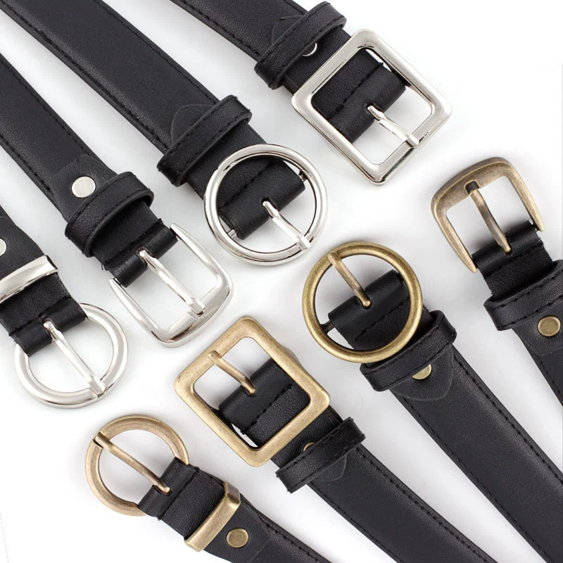 Retro metal buckle, universal polyurethane belt for leisure, Korean style, wholesale