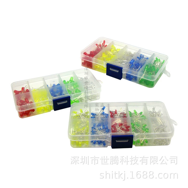 Светоизлучающий диод в штучной упаковке 3 мм 5 мм 5 цветов сплошной цвет светодиодные бусины лампы красный зеленый синий желтый белый светодиодный элемент коробка