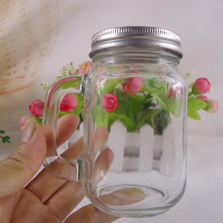 厂家直销250ml把子杯小号梅森杯 玻璃果酱瓶带手柄饮料玻璃瓶