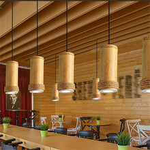 美式复古餐厅火锅店民宿茶楼吊灯工业风创意竹子茶室吧台竹筒射灯