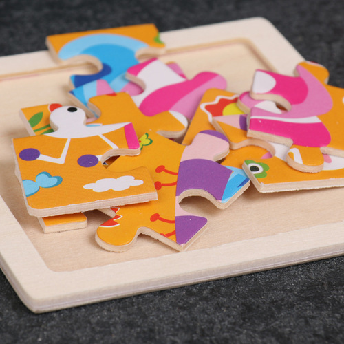 9-piece wooden mini puzzle wooden toy educational boy and girl toy kindergarten puzzle cartoon animal